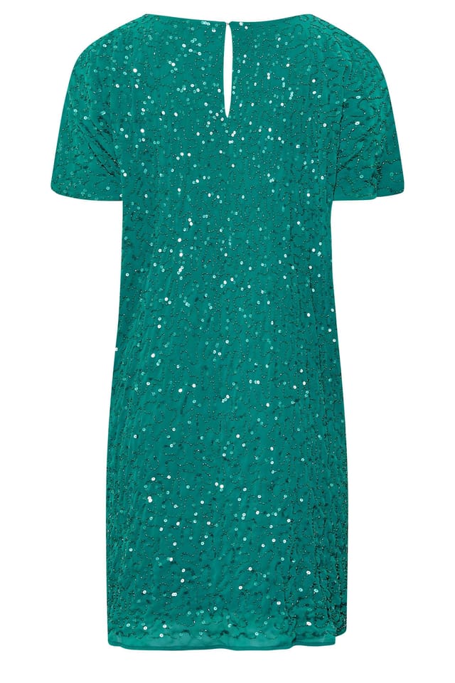 Yours Yours Women's Embellished Shift Dress in Teal - 3