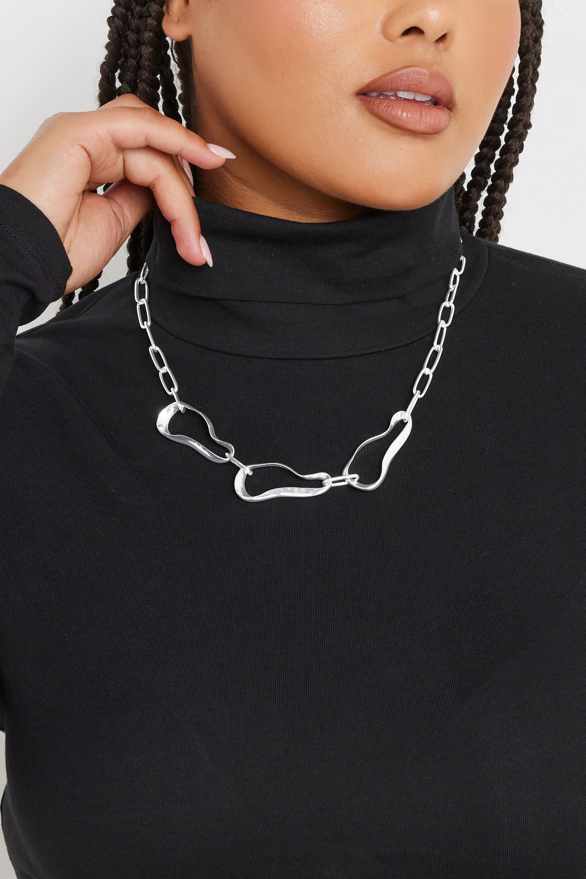 Yours Silver Tone Molten Chain Link Necklace