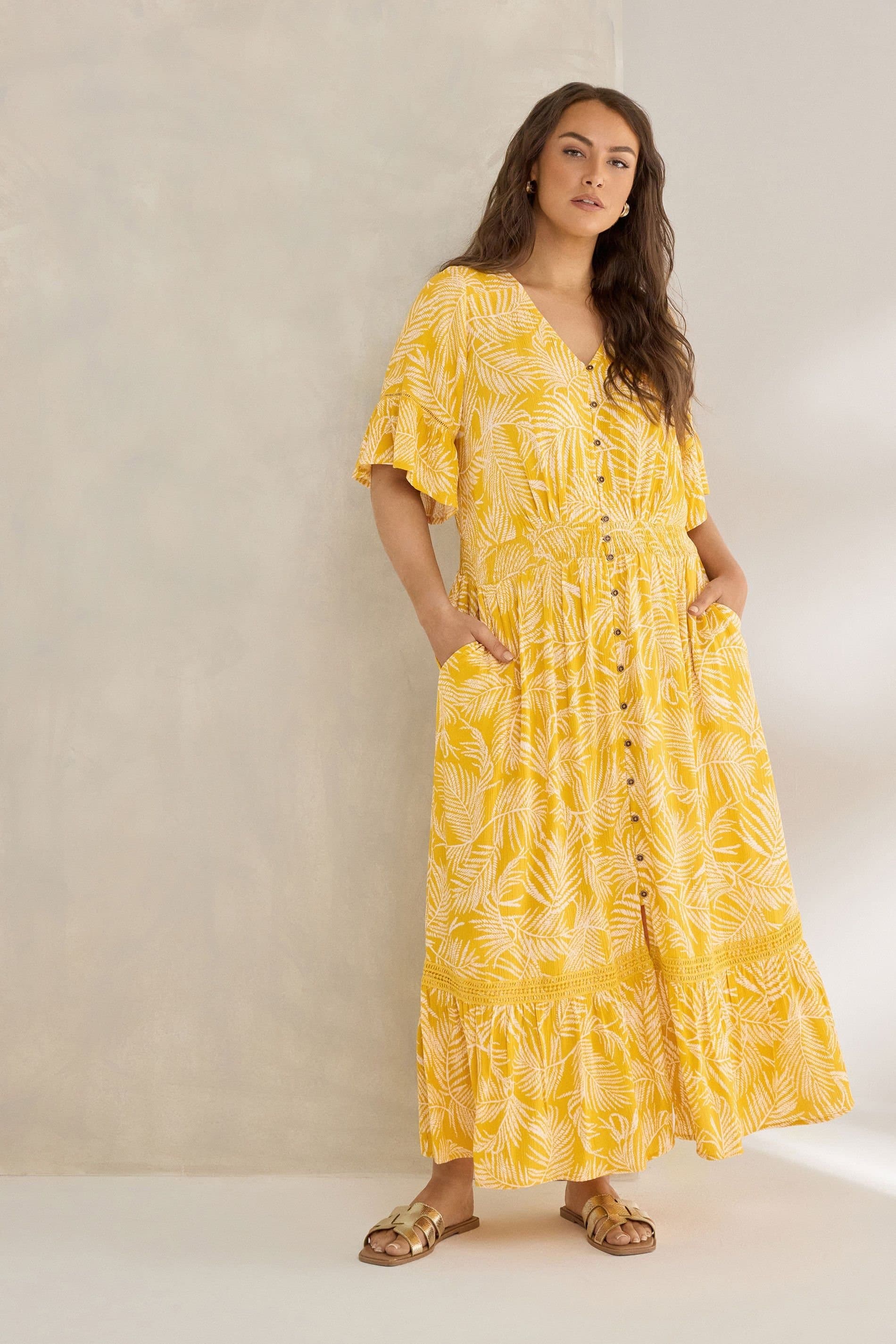 Evans Evans Women's Boho Print Maxi Dress in Yellow