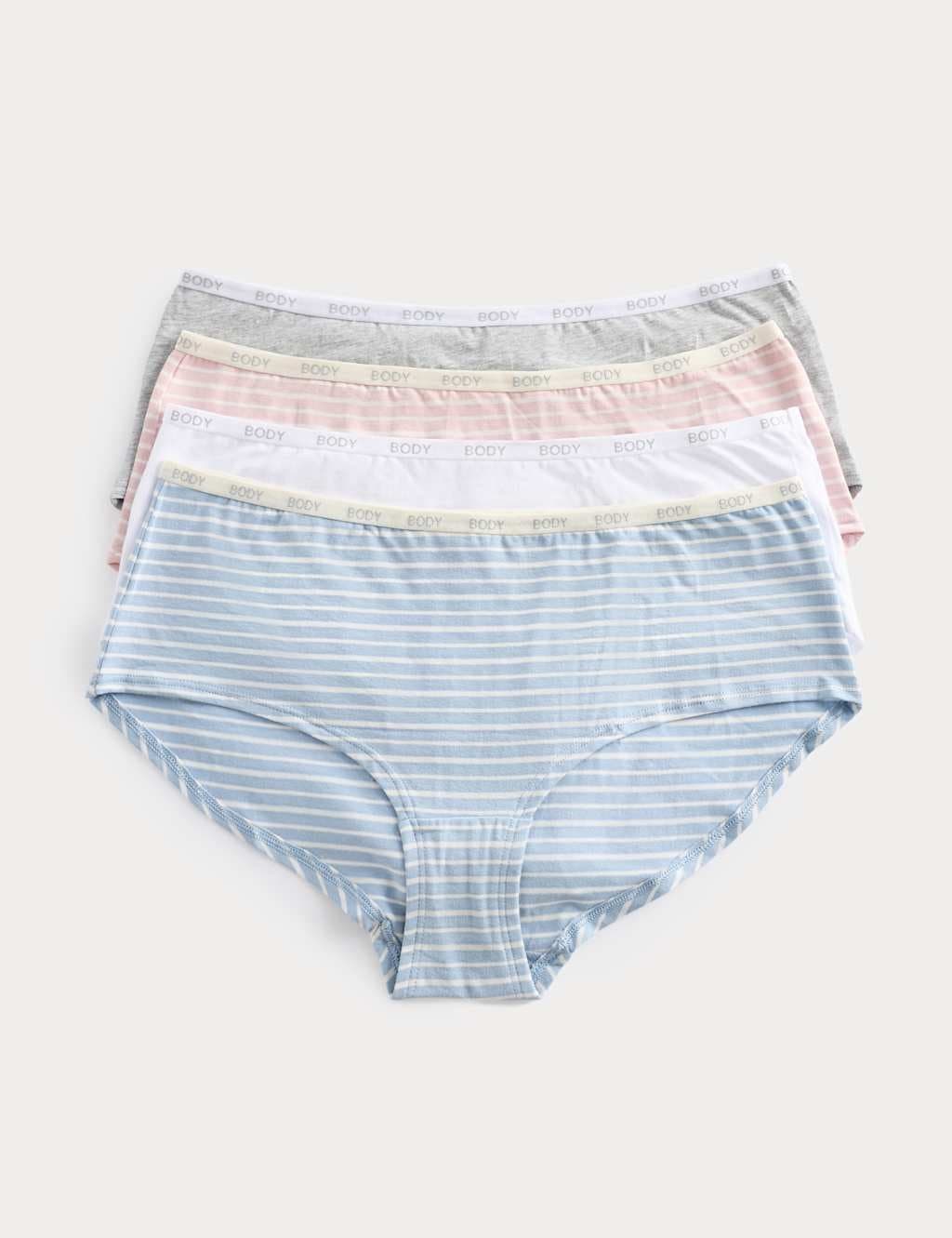 Marks & Spencer M&S 4pk Cotton Rich Low Rise Shorts Light Blue Mix