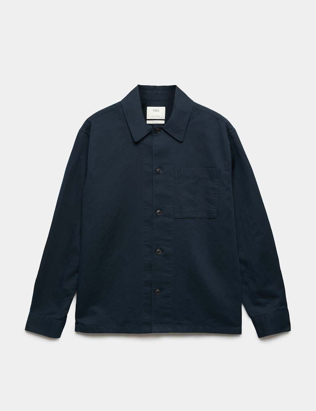 Marks & Spencer M&S Navy Cotton Linen Blend Overshirt