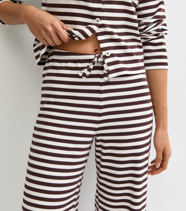 New Look Women's Brown Relaxed Striped Wide Leg Trousers New Look - 2