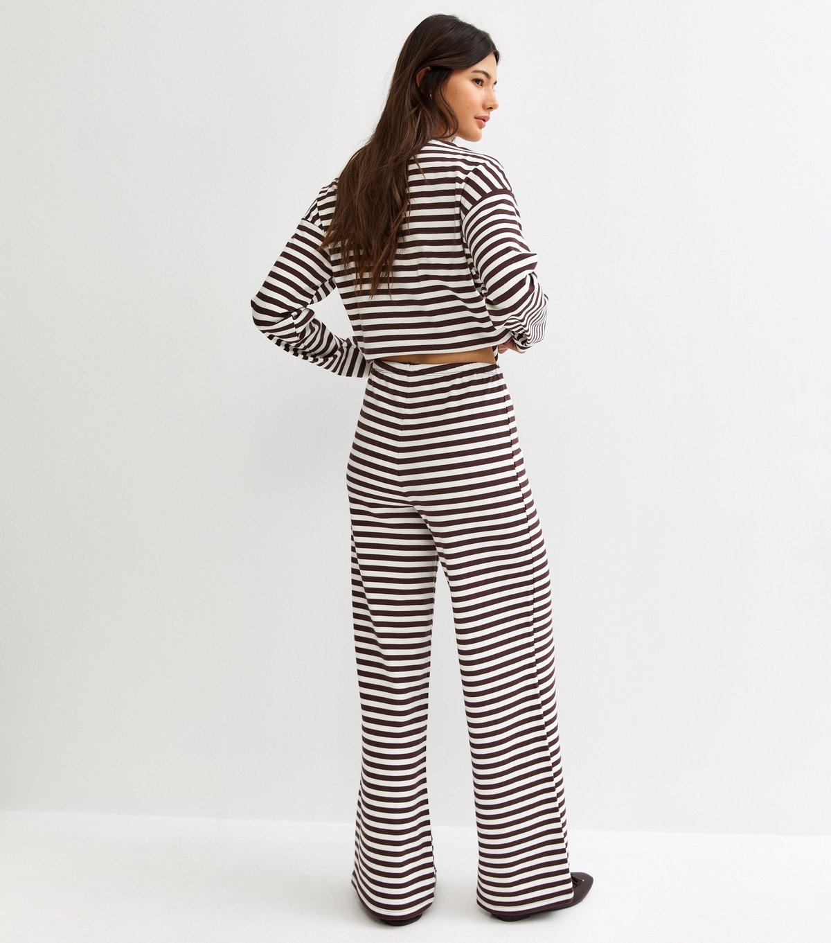 New Look Women's Brown Relaxed Striped Wide Leg Trousers New Look - 4