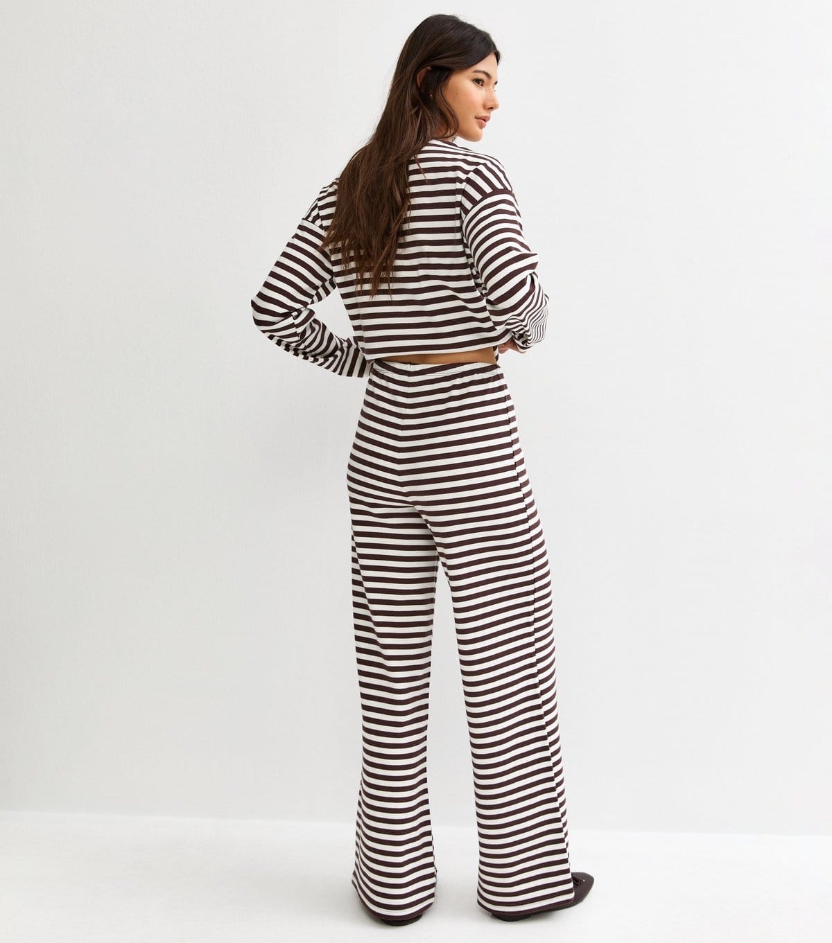 New Look Women's Brown Relaxed Striped Wide Leg Trousers New Look - 4
