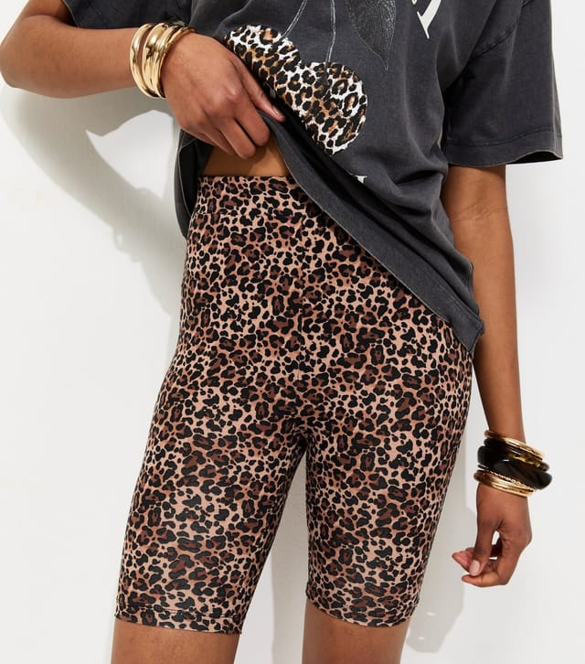 New Look Women's Brown Cotton Rich Leopard Print Cycling Shorts New Look - 2