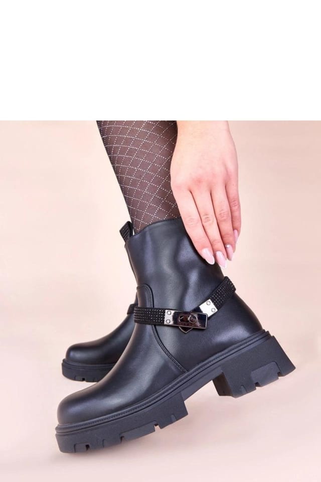 Love Lace Love Lace Women's Gemre Zircon Embellished Platform Boots With Flat Comfort in Black - 3