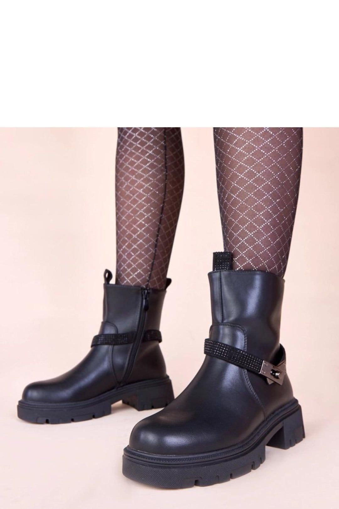 Love Lace Love Lace Women's Gemre Zircon Embellished Platform Boots With Flat Comfort in Black - 4