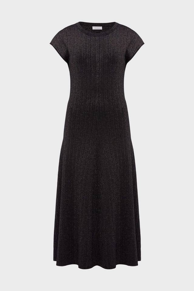 Hobbs London Hobbs London Women's Reena Sparkle Ribbed Knit Dress in Black - 2