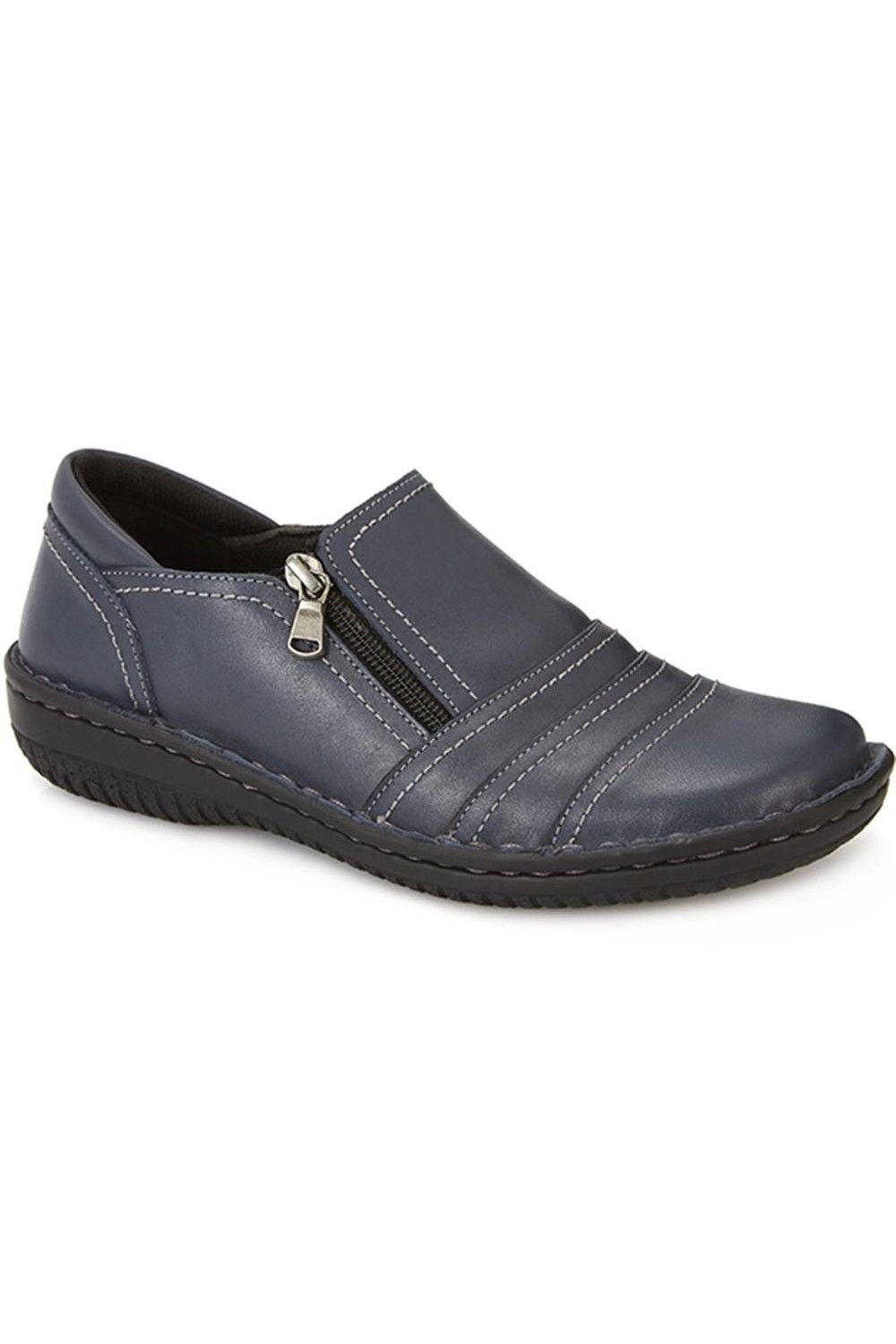 Pavers Pavers Women's Leather Slip On Shoes for Women in Navy - 2