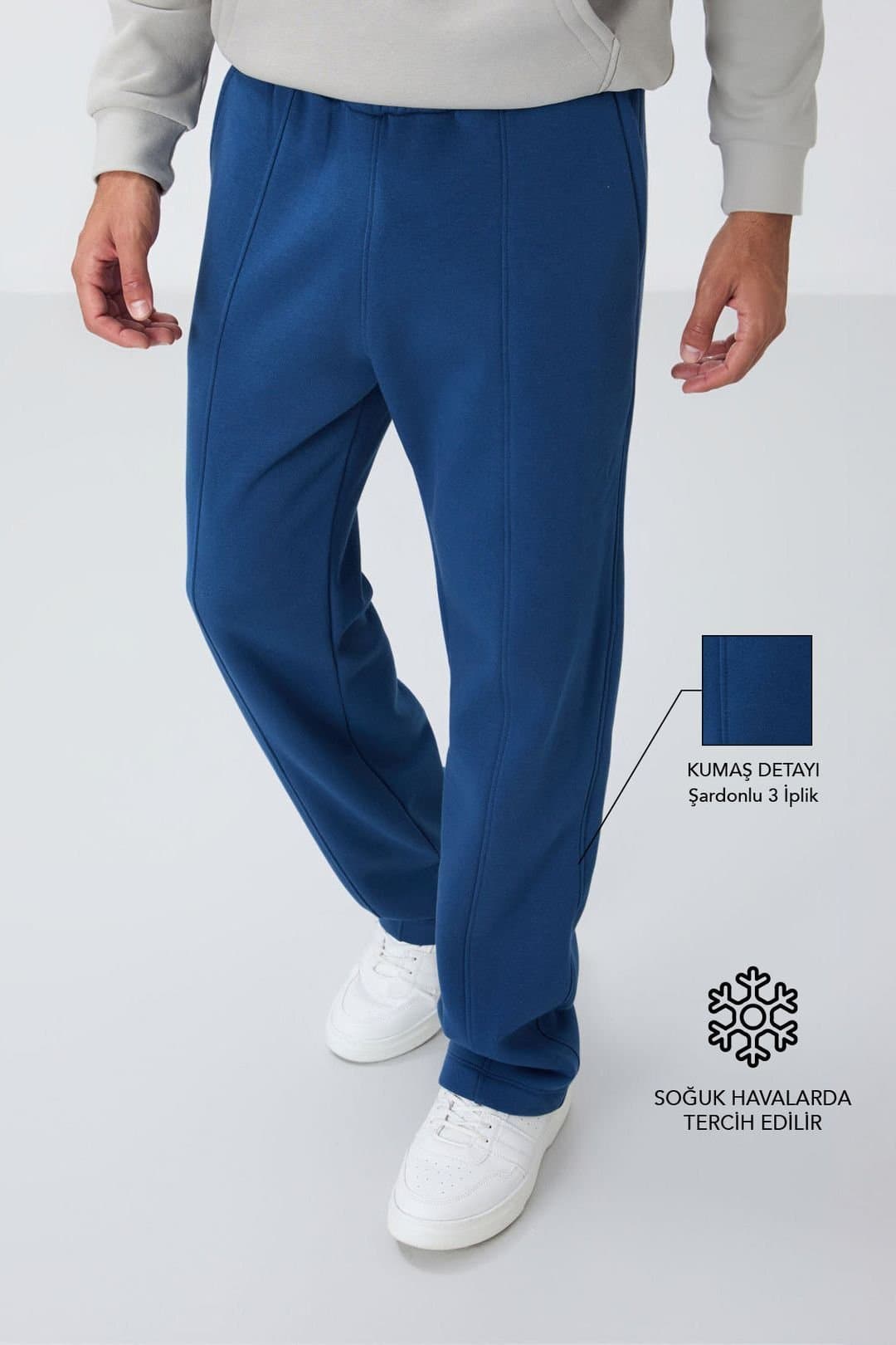 Tommy Life Tommy Life Men's Regular Fit Cotton-Polyester Sweatpants in Blue