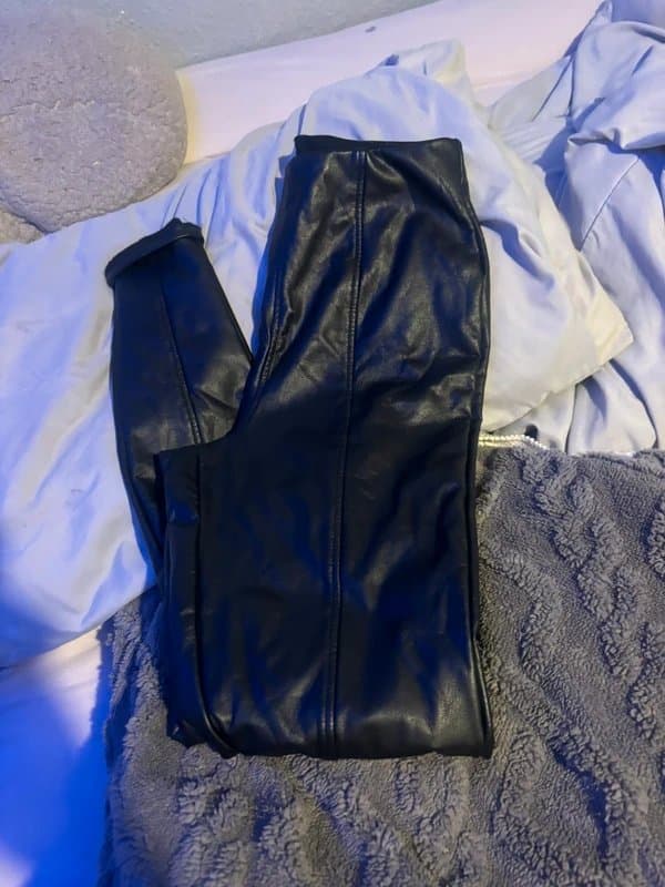 New Look Black leather trousers.