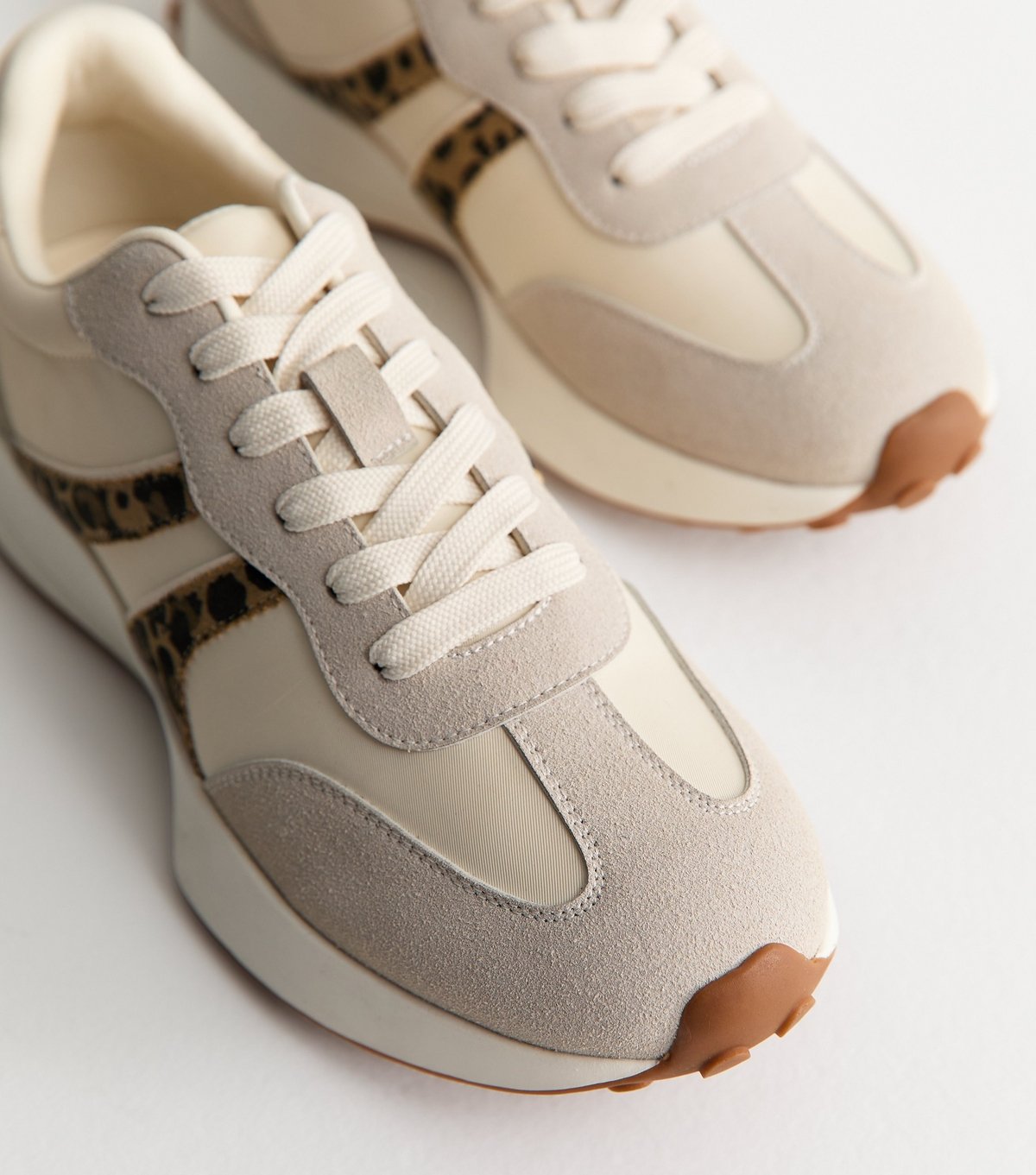 New Look Women's Stone Faux Suede Side Stripe Sporty Trainers Vegan New Look - 3