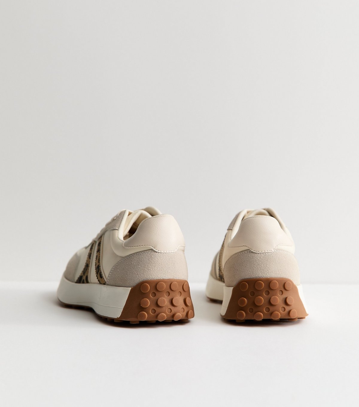 New Look Women's Stone Faux Suede Side Stripe Sporty Trainers Vegan New Look - 4