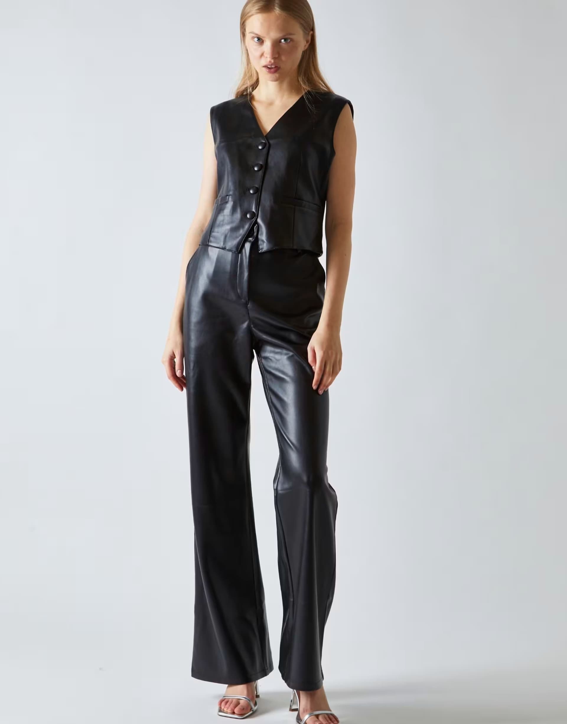 ASOS Glamorous Classic-waistcoat in black pu