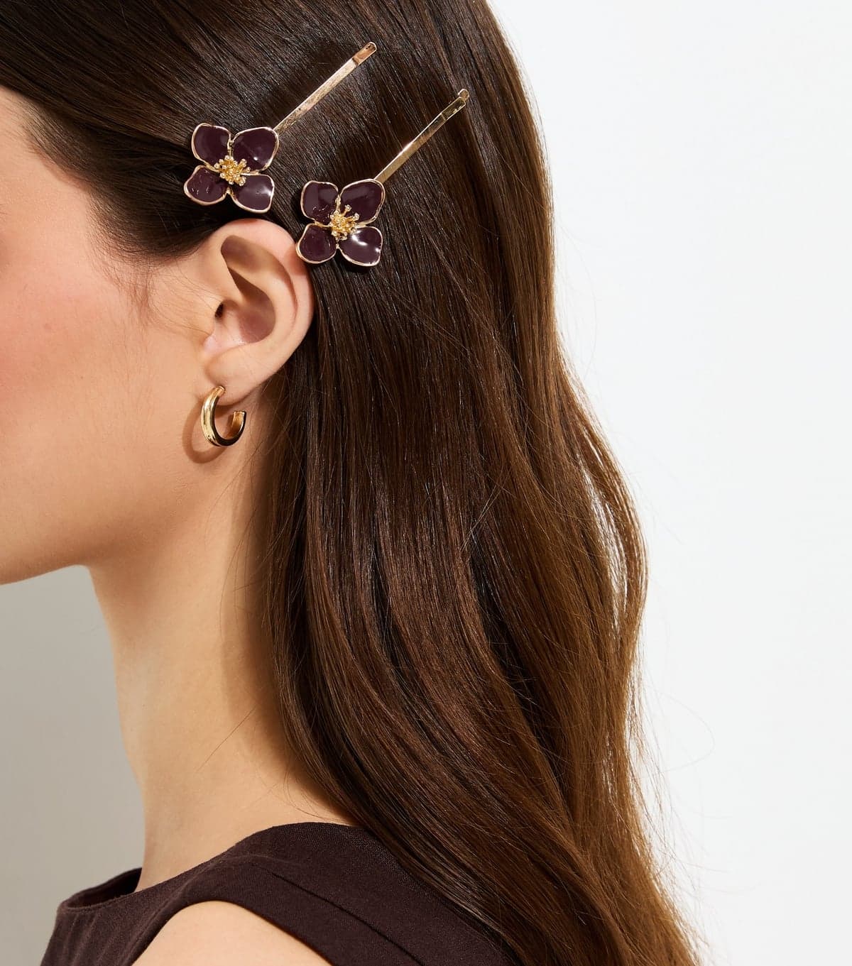 New Look Pack Of 2 Burgundy Flower Hair Slides New Look