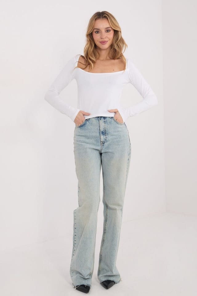 Love Lace Love Lace Women's Minimalist Fitted Long Sleeve Cotton Blouse Style 224678 in White - 2