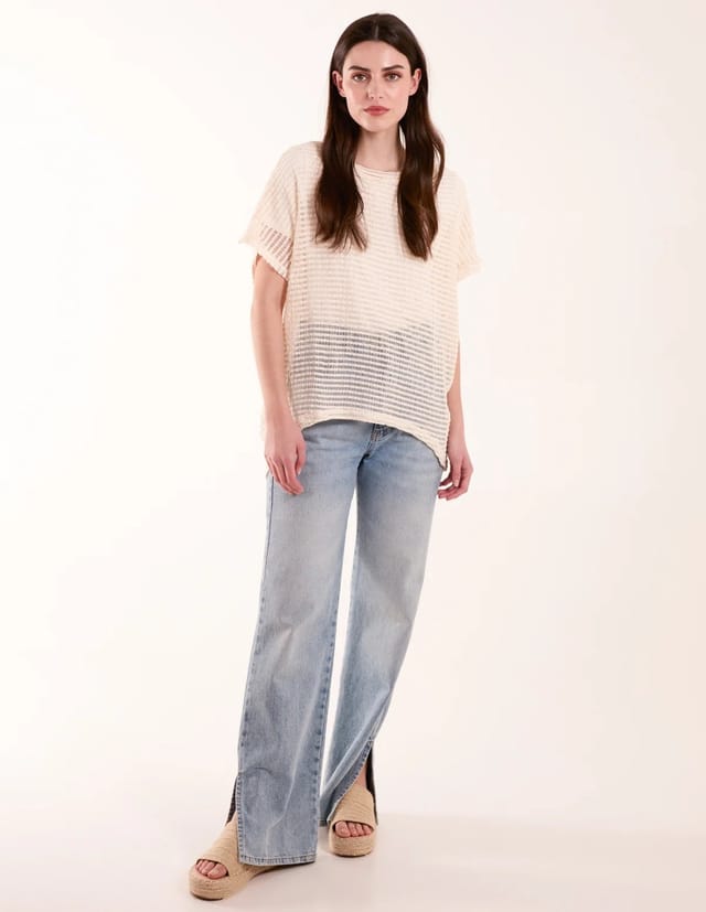 Blue Vanilla Crochet Batwing Oversized Top - 2