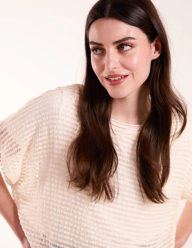 Blue Vanilla Crochet Batwing Oversized Top - 3