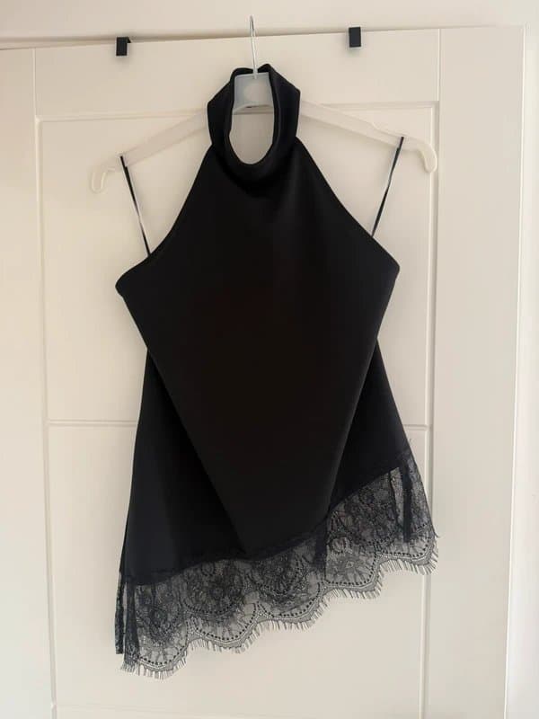 New Look New look lace trim black halterneck top size 8