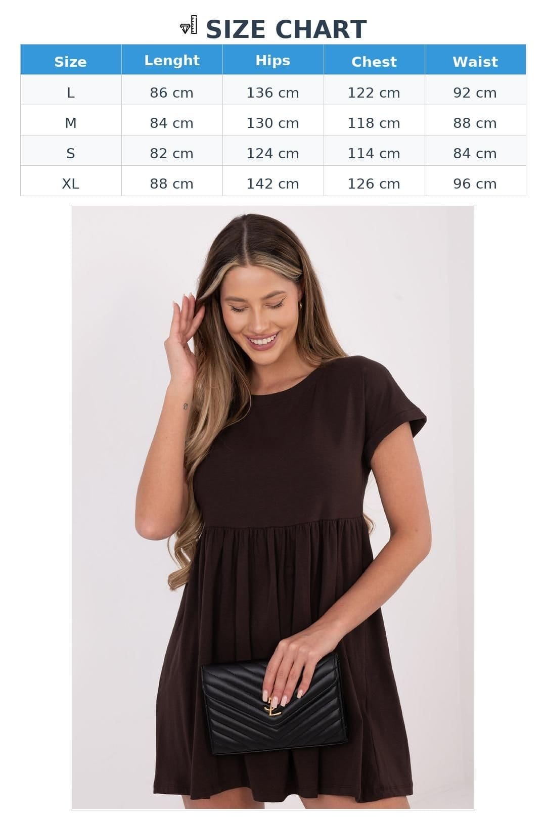Love Lace Love Lace Women's Everyday Cotton Flared Dress No Fastening in Brown - 4