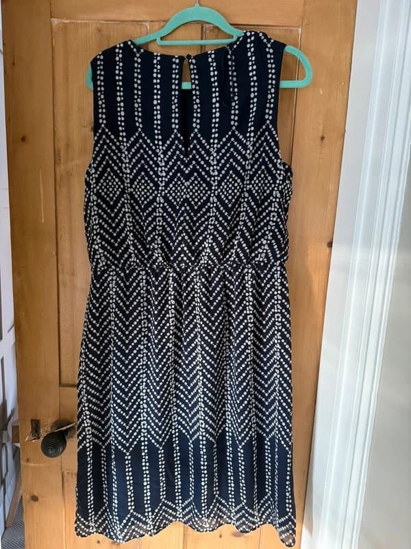 Monsoon Monsoon Navy & White Spot Print Sleeveless Dress – UK 16