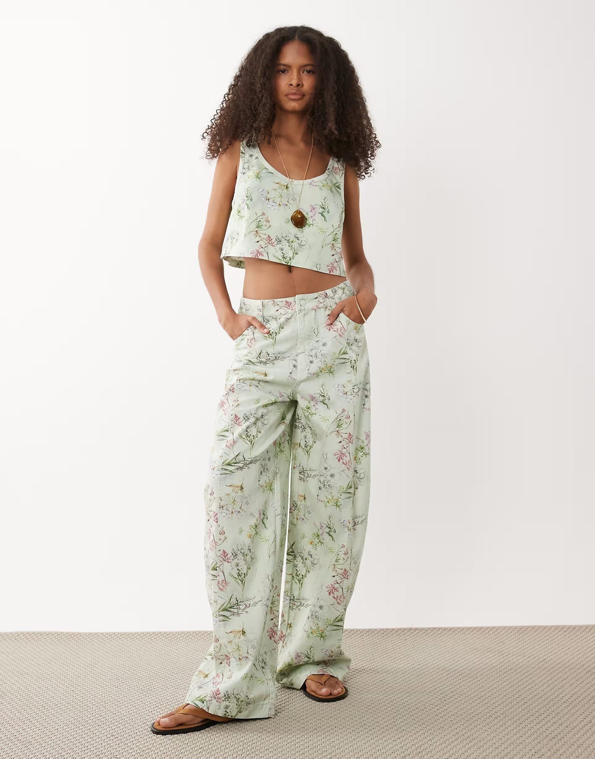 ASOS Floral Print Barrel Trousers Co-Ord Set