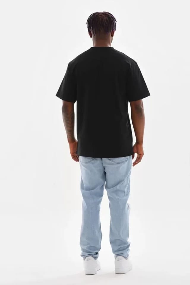 Janes Janes Men's Oversized Crew Neck Flame Text Print T-Shirt in Black - 2