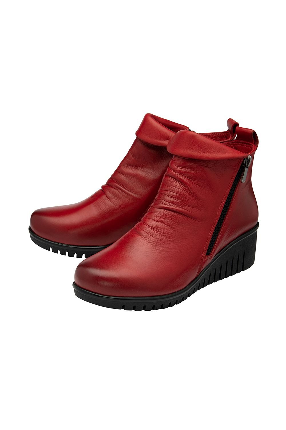 Lotus Lotus Women's Red 'Cordelia' Leather Wedge Ankle Boots - 2