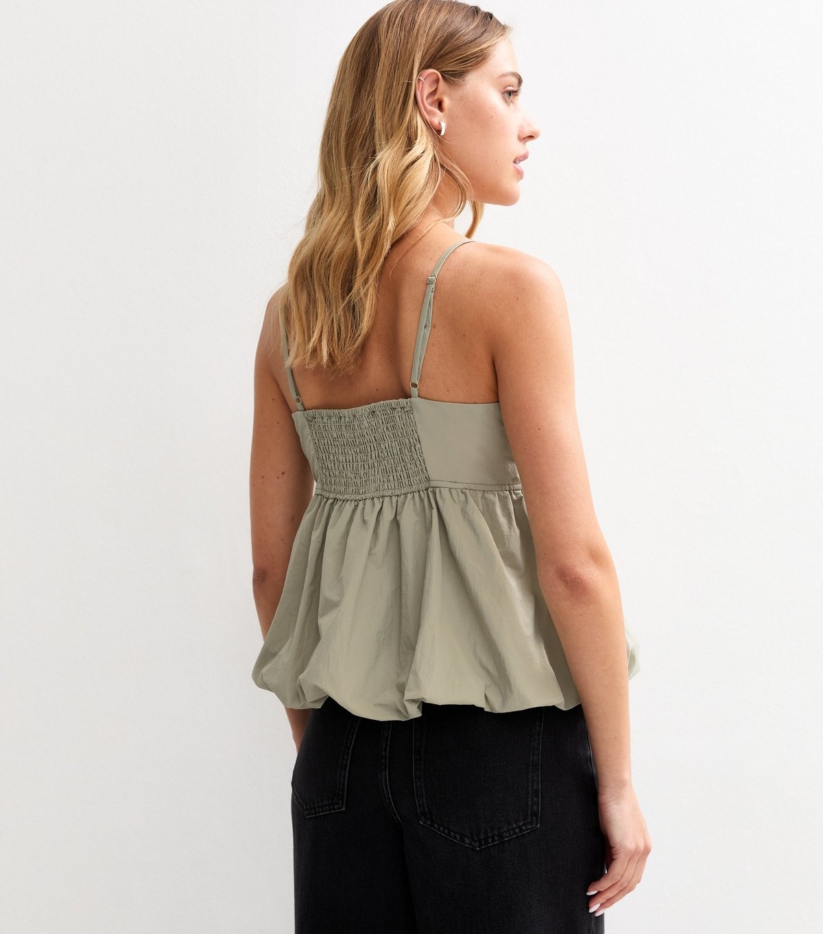 New Look Women's Light Green Bubble Hem Parachute Cami Top New Look - 4