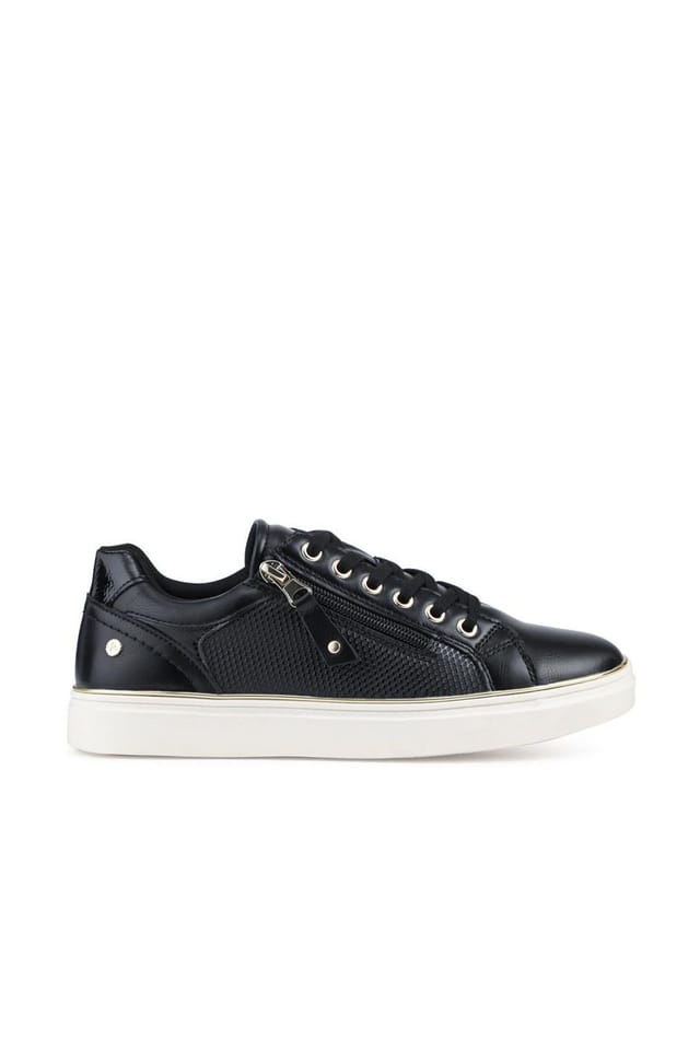 Pavers Pavers Women's Wide Fit Zip & Lace Trainers With Grip Sole in Black - 2