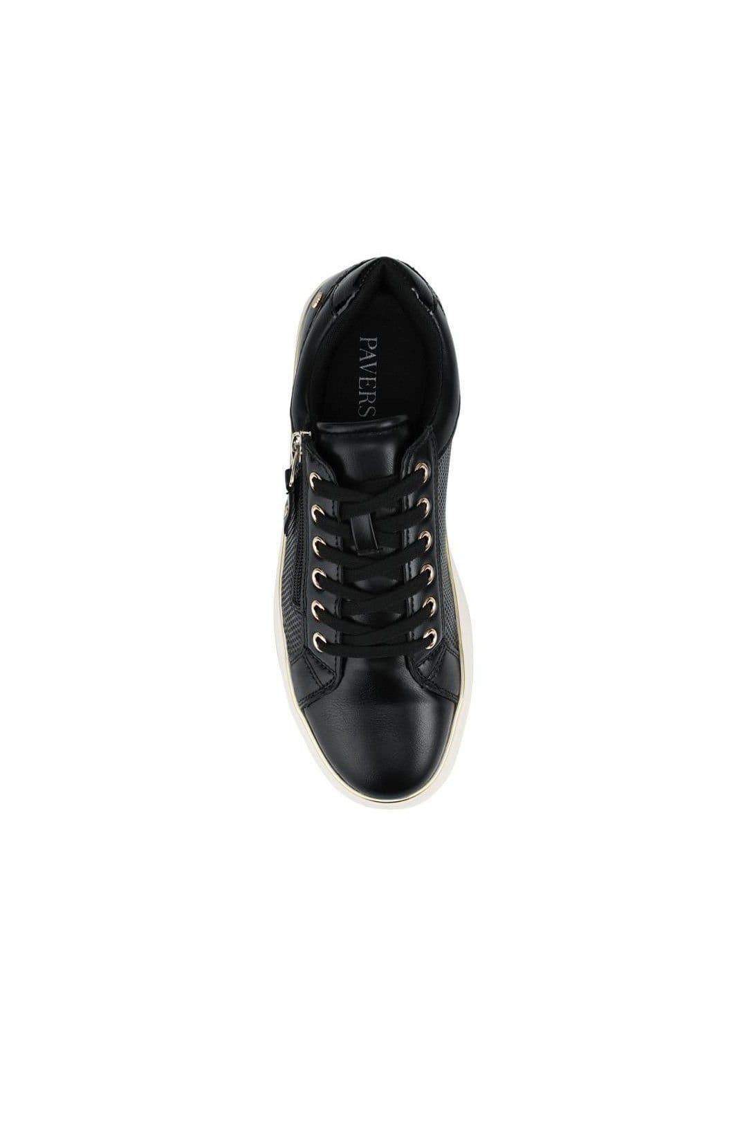 Pavers Pavers Women's Wide Fit Zip & Lace Trainers With Grip Sole in Black - 4