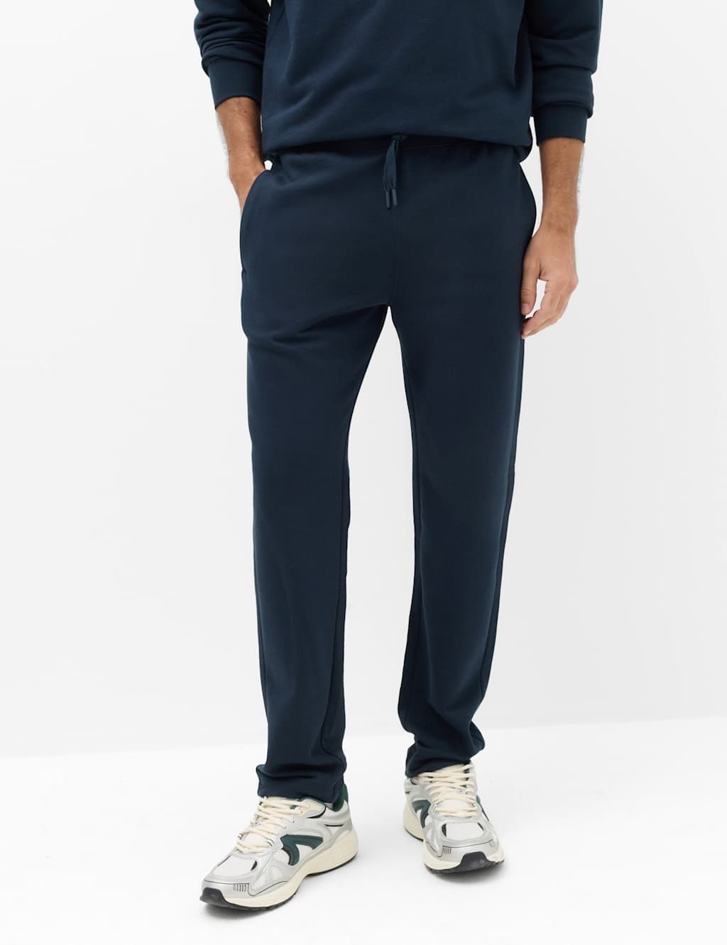 Marks & Spencer M&S Cotton Rich Straight Leg Joggers Navy