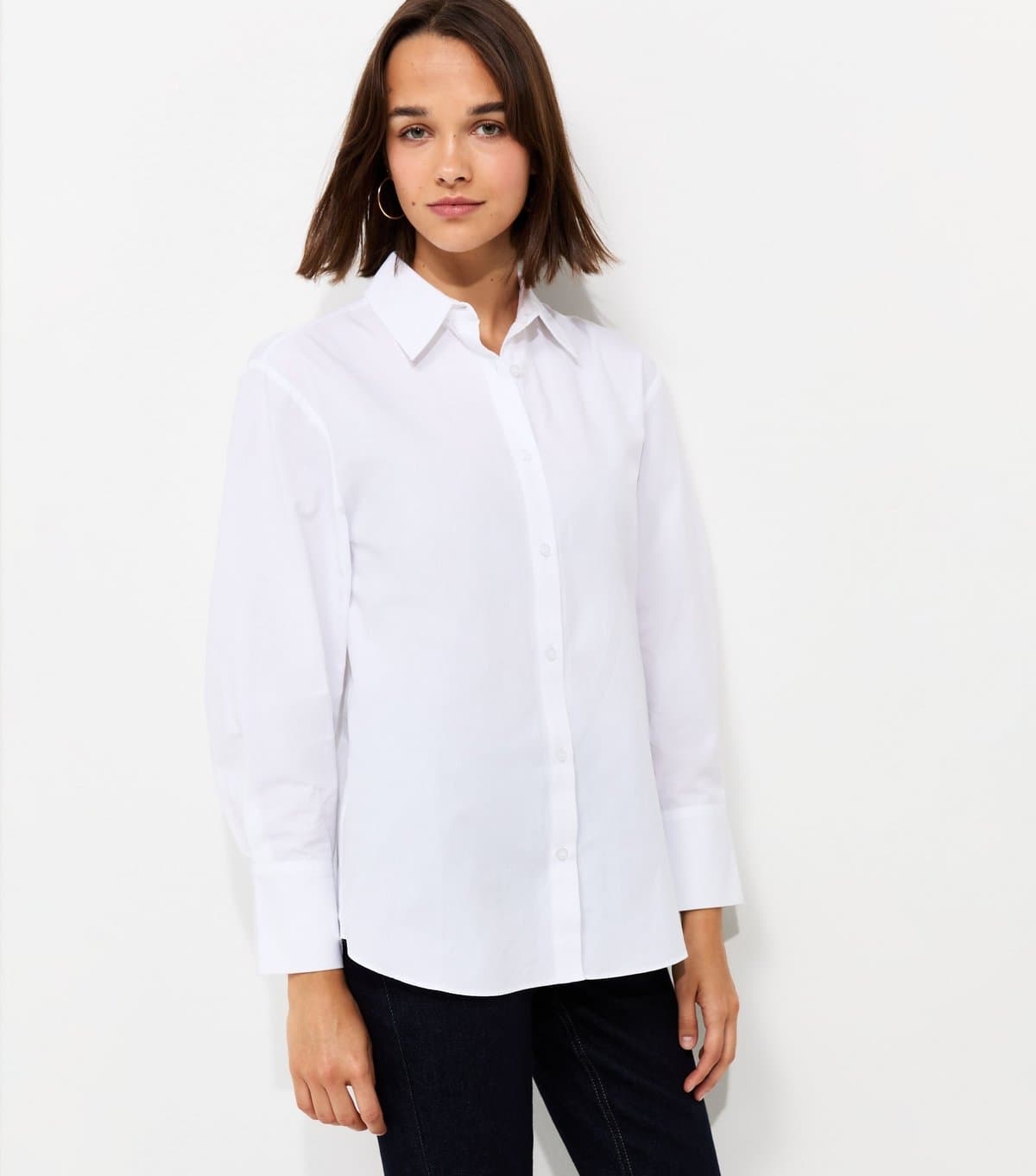 New Look Women's White Cotton Poplin Oversized Shirt New Look