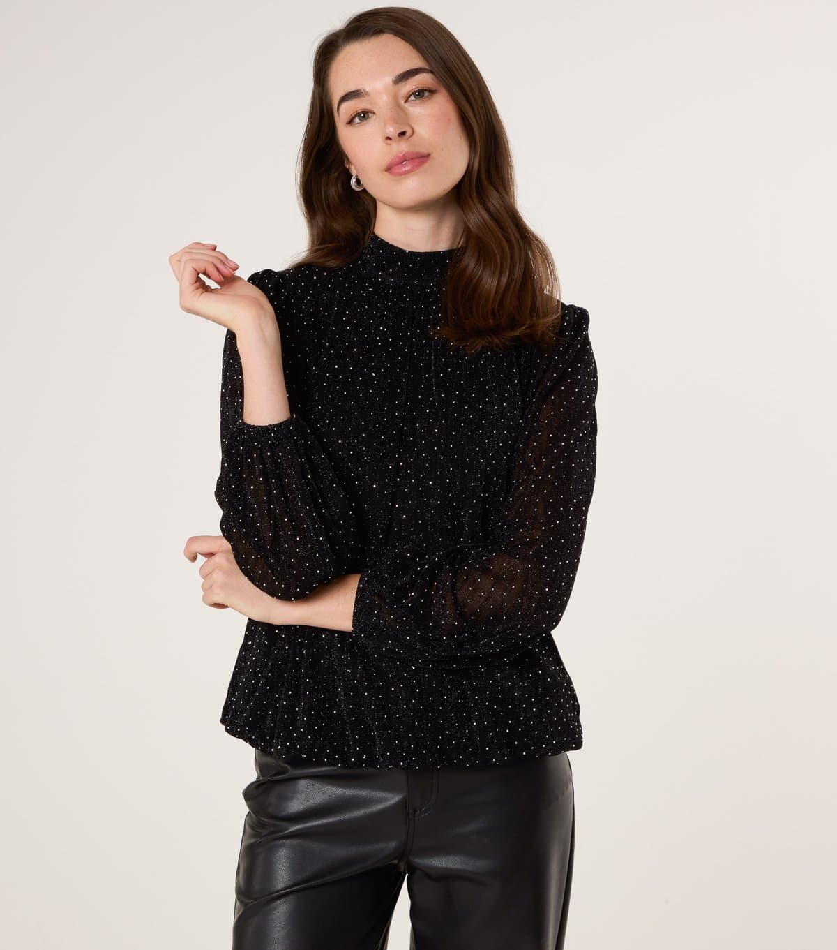 Blue Vanilla Women's Black Diamante Embellished Top Blue Vanilla New Look