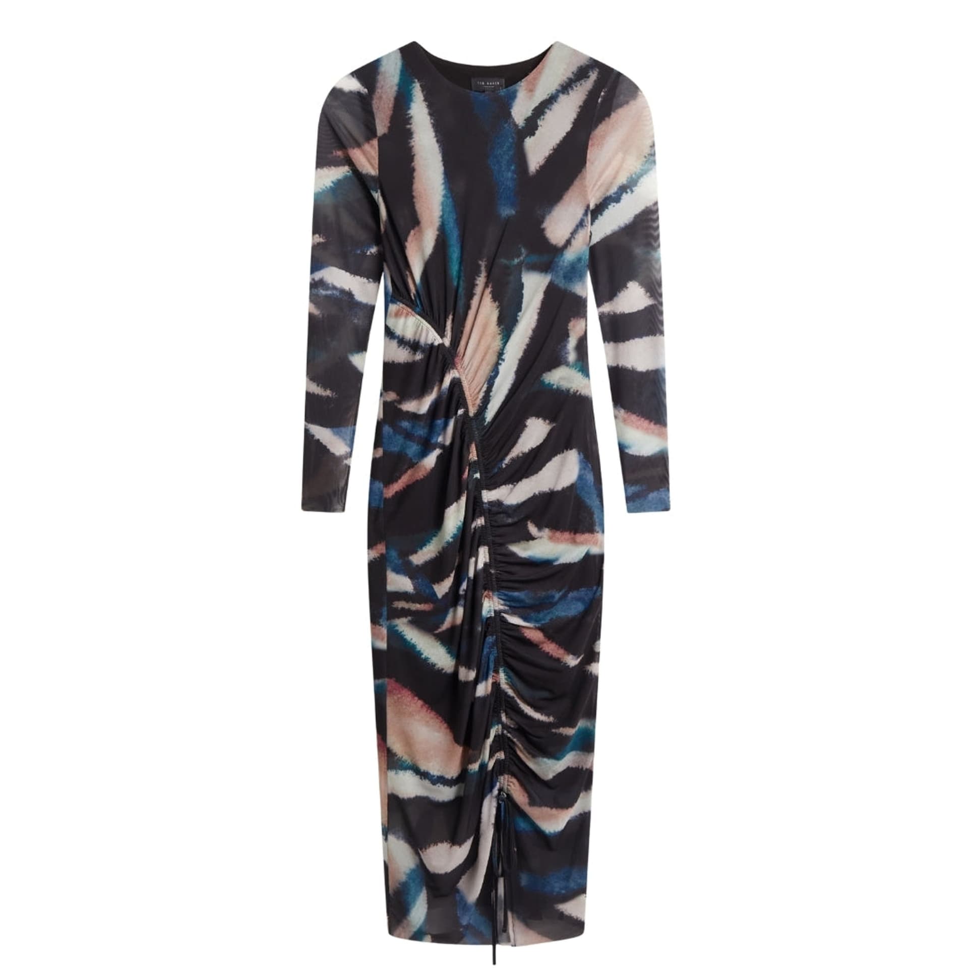 Ted Baker Ted Baker Women's Ellylou Long Sleeve Round Neck Regular Fit Midi Dress in Black