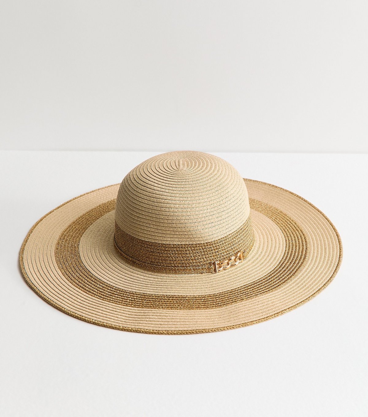 New Look Stone Floppy Wide Brim Sparkly Straw Hat New Look - 2