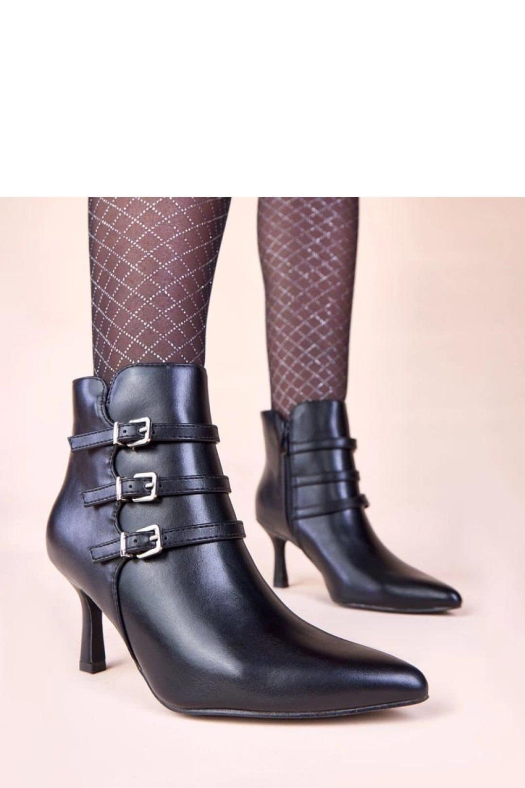 Love Lace Love Lace Black Leather Ankle Boots with Buckles