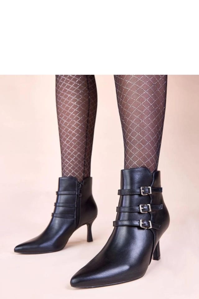 Love Lace Love Lace Women's Elegant Heeled Ankle Boots with Decorative Buckles Suria in Black - 3