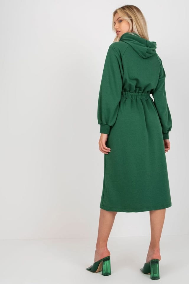 Love Lace Love Lace Women's Hooded Sweatshirt Dress with Elastic Waist Style 173391 in Green - 3