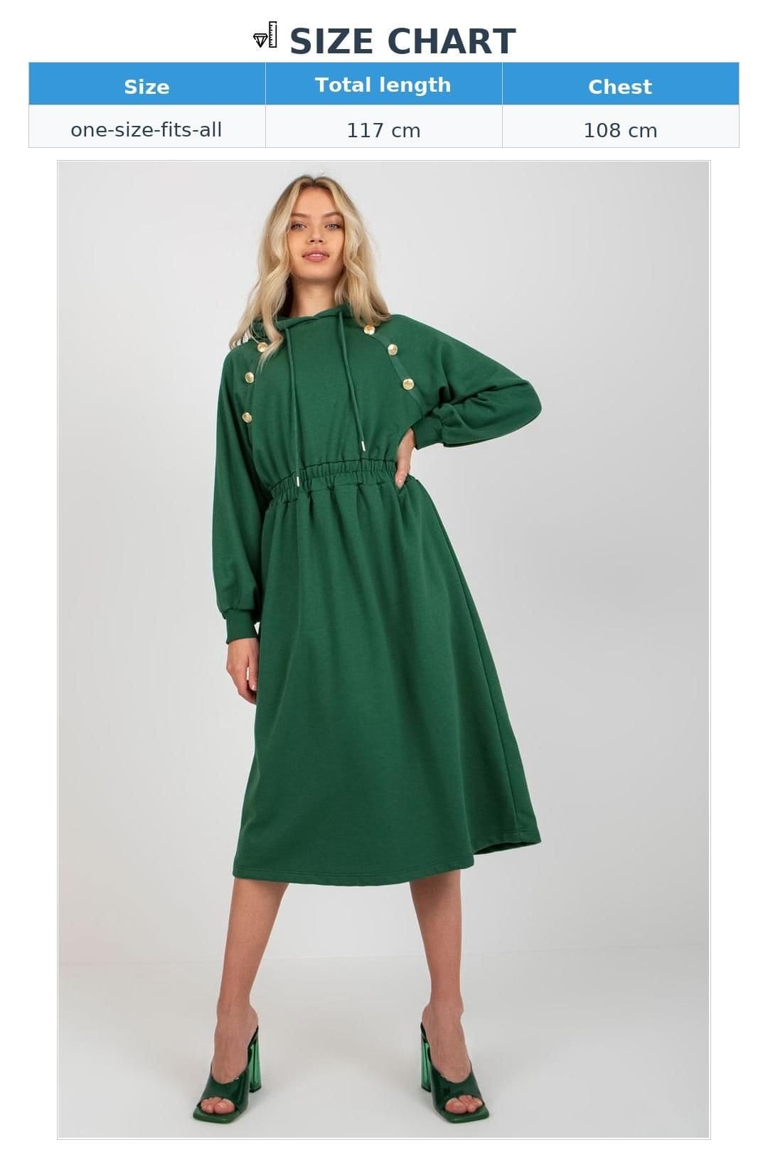 Love Lace Love Lace Women's Hooded Sweatshirt Dress with Elastic Waist Style 173391 in Green - 4