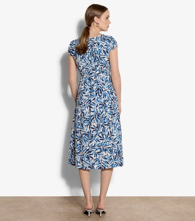 Apricot Women's Blue Watercolour Leaf Short Sleeve Midi Dress Apricot New Look - 3
