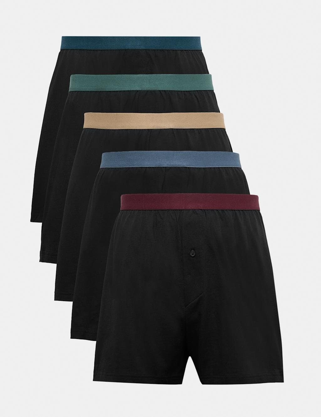 Marks & Spencer M&S 5pk Pure Cotton Cool & Fresh Jersey Boxers Black