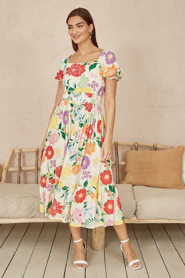 Yumi Yumi Women's White Big Floral Midi Dress - 2