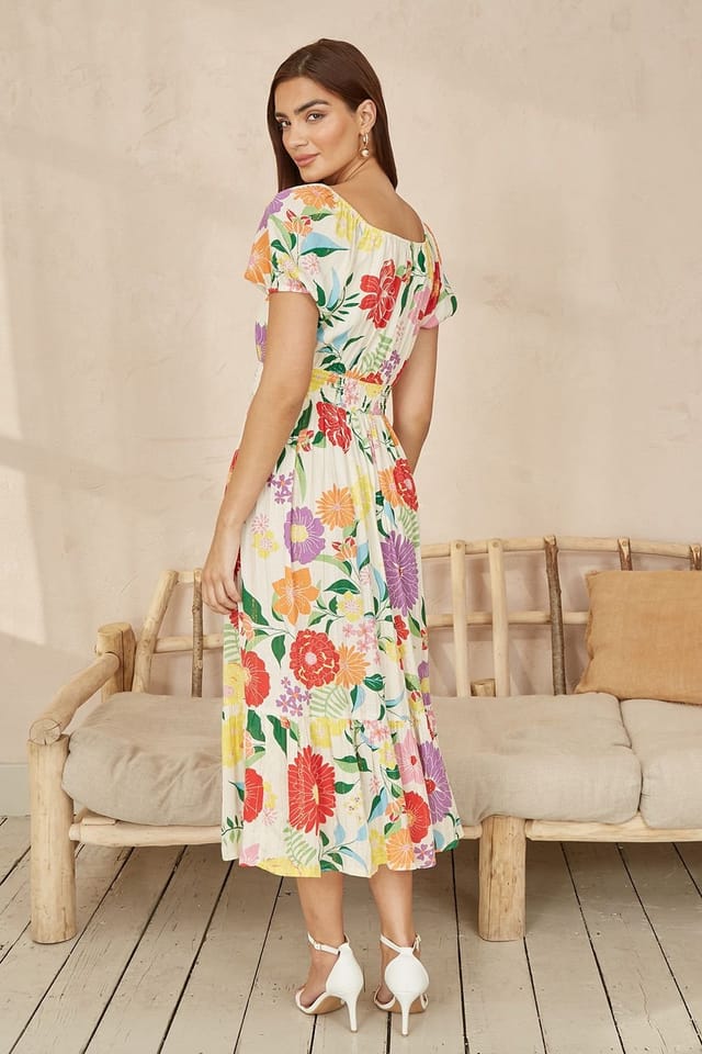 Yumi Yumi Women's White Big Floral Midi Dress - 3