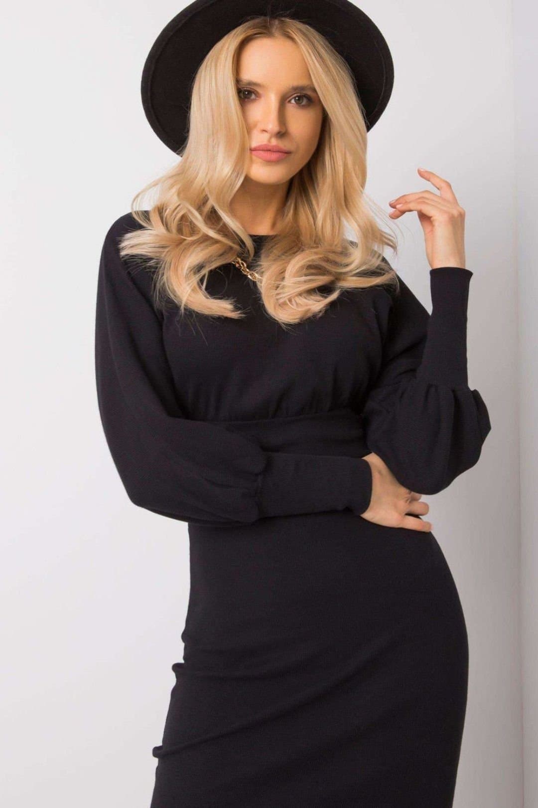 Love Lace Love Lace Black Fitted Long Sleeve Day Dress