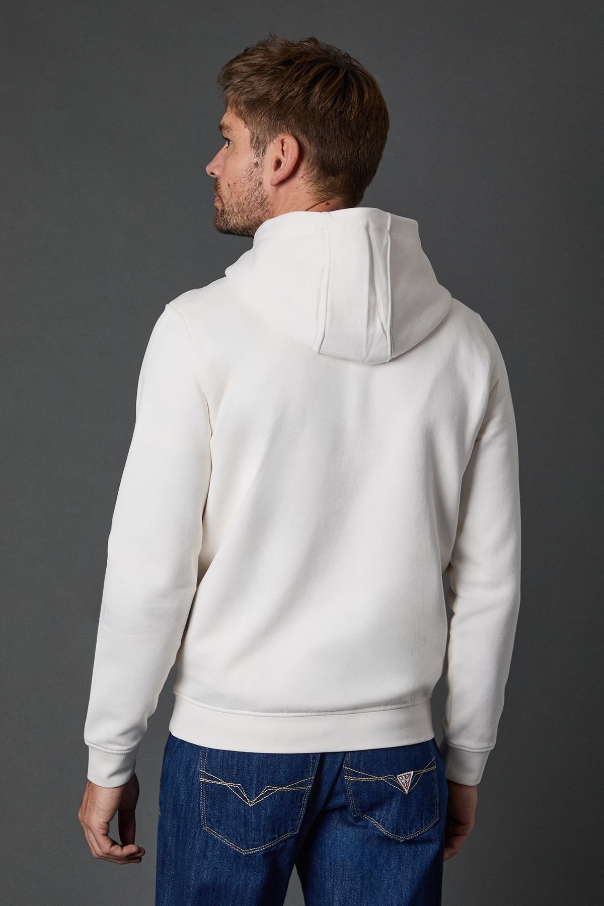 Guess Guess Men's Logo Hood Salt White in Cream - 3