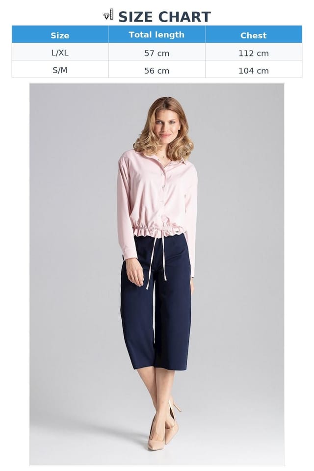 Love Lace Love Lace Women's Long Sleeve Shirt with Silver Snaps Tie Waist in Pink - 3