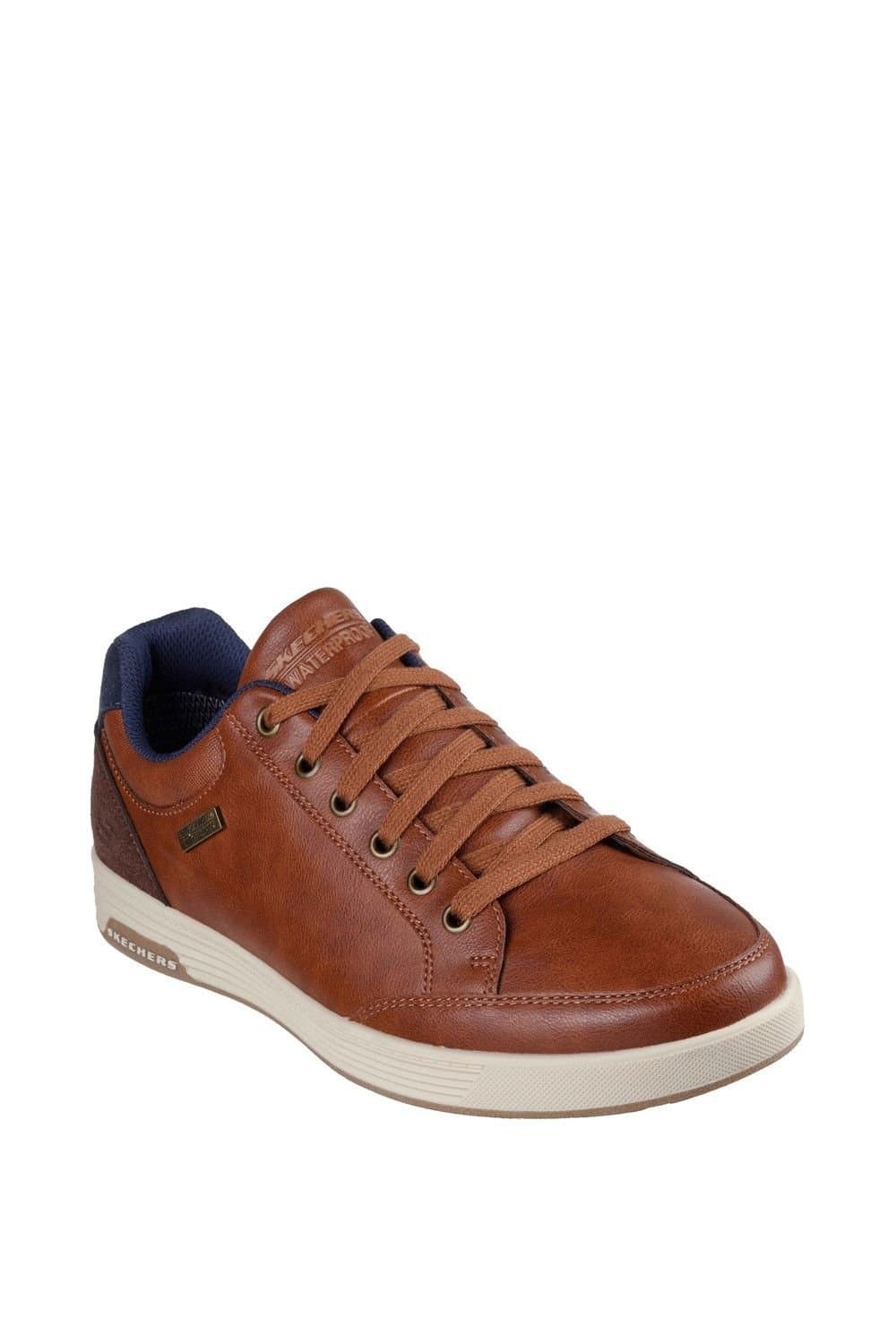 Skechers Skechers Men's Brown Faux Leather Lace-Up Shoes