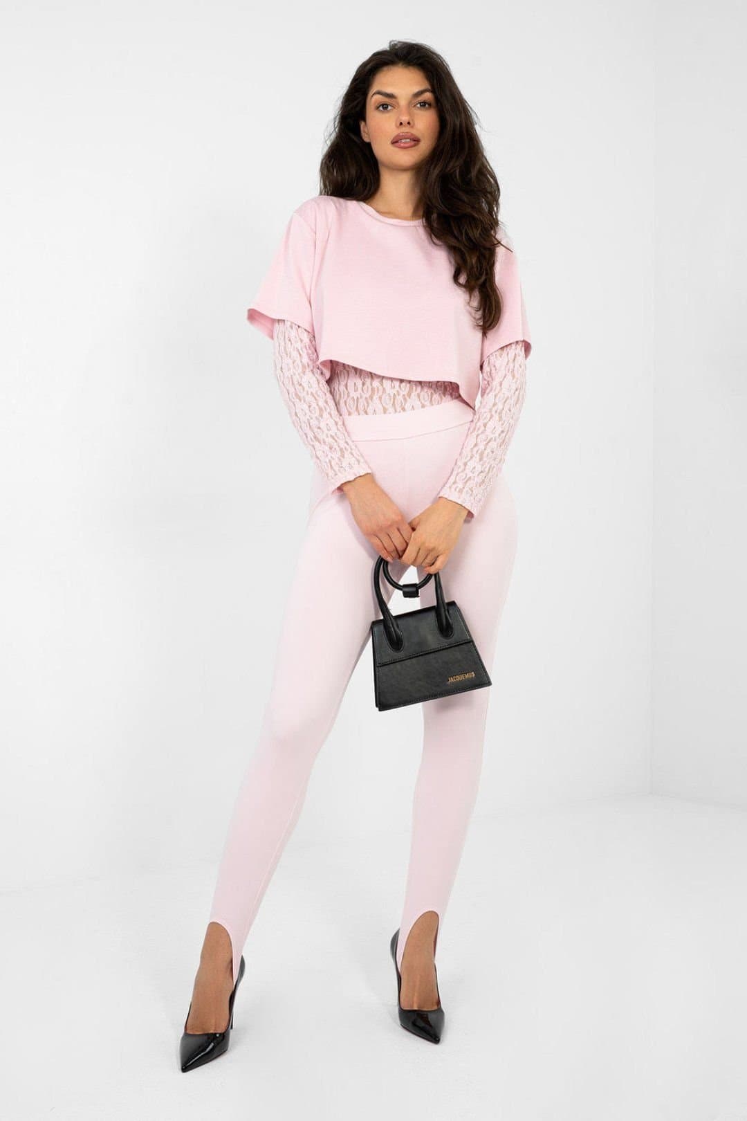 Love Lace Love Lace Women's Butter Soft High Waist Long Leggings with Cuff in Pink
