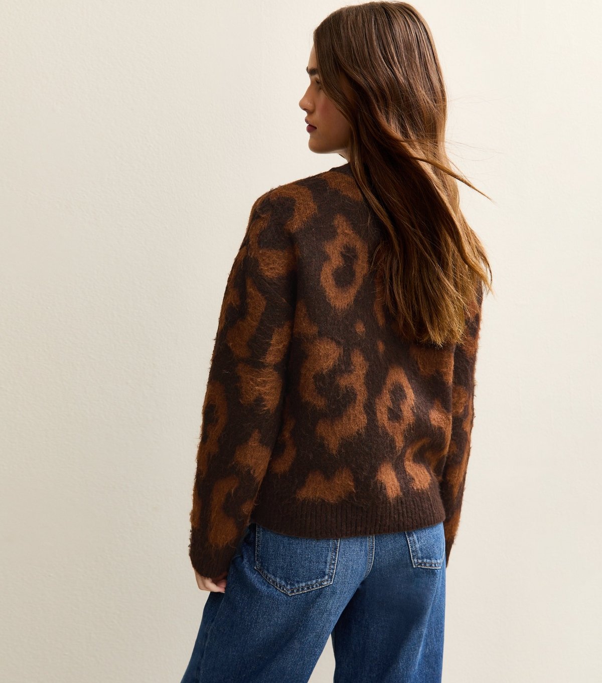 New Look Women's Brown Animal Pattern Brushed Knit Jumper New Look - 4